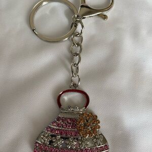 Elegant Pink and Silver Keychain